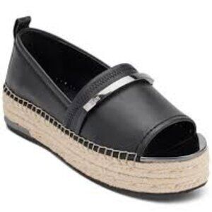 DKNY Women's Myrene Embellished Peep Toe Espadrille Platform Flats sz6.5 NIB